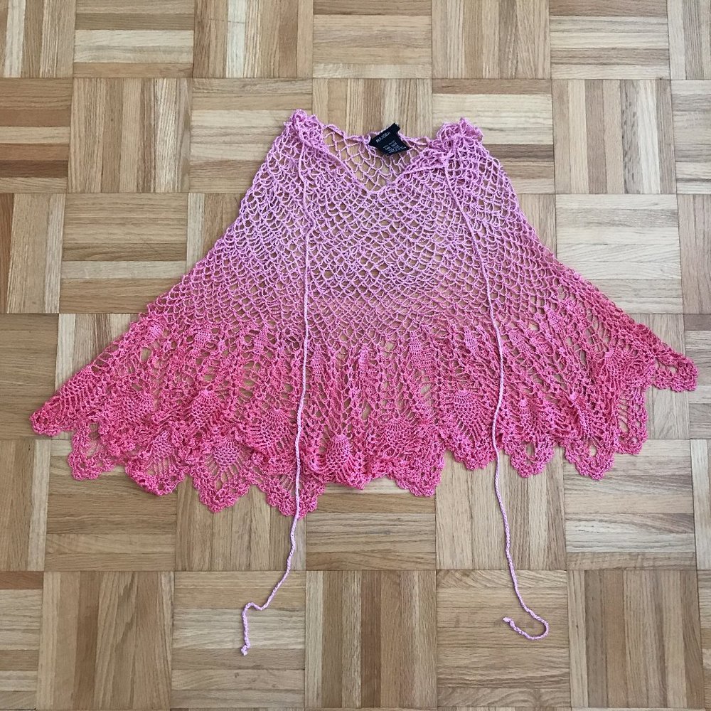 Majora Pink Ombre “Crochet” Poncho - OS